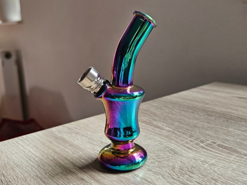 Szivárvány színű mini üveg bong – 12 cm - 2